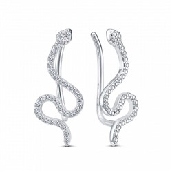 Зажимы с фианитом родированные серебро 925*