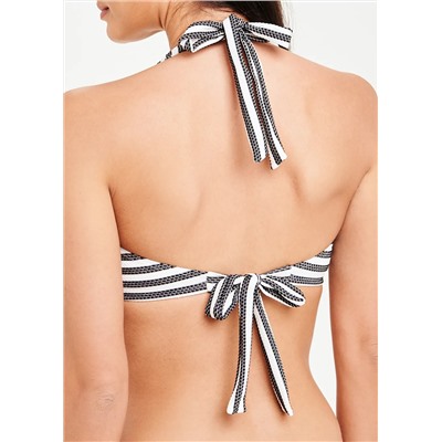 Soon Stripe Halterneck Bikini Top