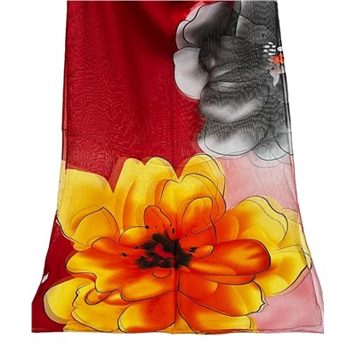 Шарф шифоновый с цветочным рисунком 3D Арт М52/2