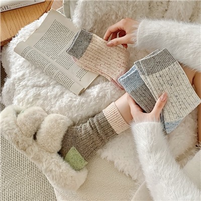 Demi-season socks, South Korean goods, velvet warm woolen cashmere, mid-length
