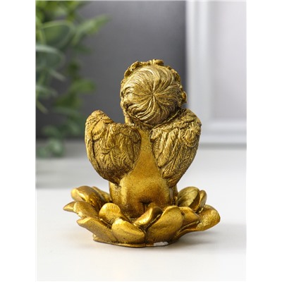 Фигурка гипс «Ангел на цветке», 8.5×7.5×7 см, золото