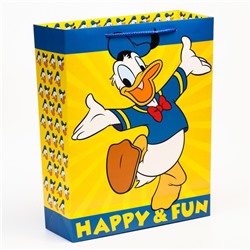 Пакет подарочный "Happy & fun", Микки Маус, 31х40х11,5 см