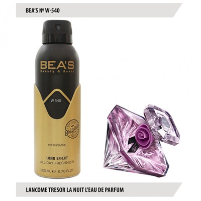Дезодорант Beas W540 Lancome La Nuit Tresor L'eau De Parfum For Women deo 200 ml, Дезодорант женский Beas W540 создан по мотивам аромата Ланком La Nuit Tresor L'eau De Parfum