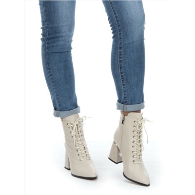 01-PCS125-2 BEIGE Ботинки демисезонные женские (натуральная кожа, байка)
