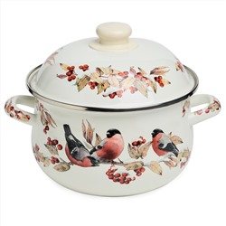 КАСТРЮЛЯ AGNESS ЭМАЛИРОВАННАЯ С ЭМАЛ.КРЫШКОЙ СЕРИЯ "СНЕГИРИ", 2.8 Л, 20*12 СМ