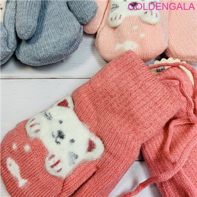 Детские варежки с пищалкой теплые на меху длина 13 см Арт 4