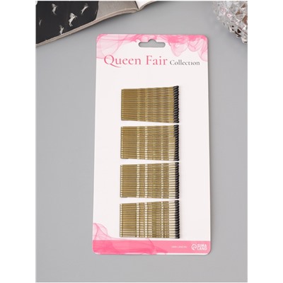 Невидимки для волос «Валери», набор 60 шт., 4.5 см, золото