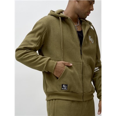 Спортивный костюм мужской демисезонный на флисе цвета хаки 336Kh