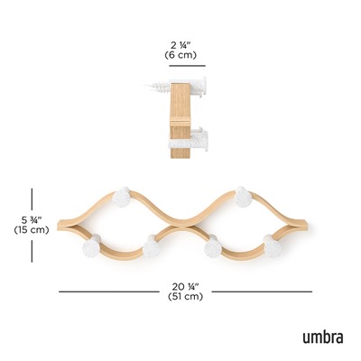 Вешалка настенная Montage, 6 крючков, натуральное дерево/белая