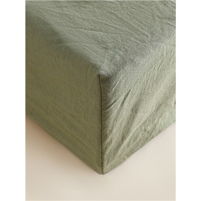Простыня на резинке SL Home Linen collection 140*200+30 см , цв.зелёный, лён30%/хлопок70%