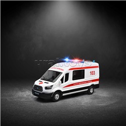 Машина пластик свет-звук Ford transit скорая 22,5 см, двери, 4 кнопки