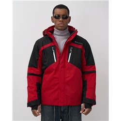 Горнолыжная куртка мужская зимняя красного цвета 7613Kr