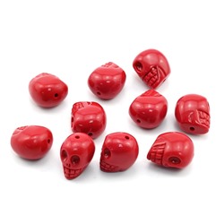 Разделитель-бусина П, Череп  9*11*13мм, цв.красный, отверстие 1,2мм.
