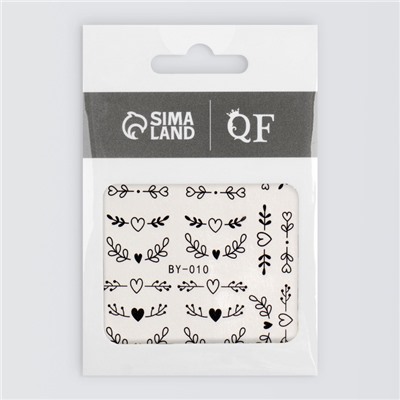 Слайдеры для ногтей «Сердечки и веточки», чёрные