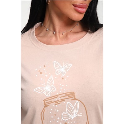 Женская футболка 85657 / бежевый