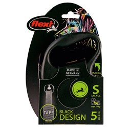 Рулетка Flexi Black Design S (до 15 кг) 5 м лента, черный/серебро
