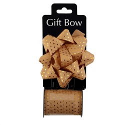 Набор для упаковки 2 предмета (бант 100мм, лента декоративная 10мм 10м) крафт/золото КОКОС 242667/12/Китай