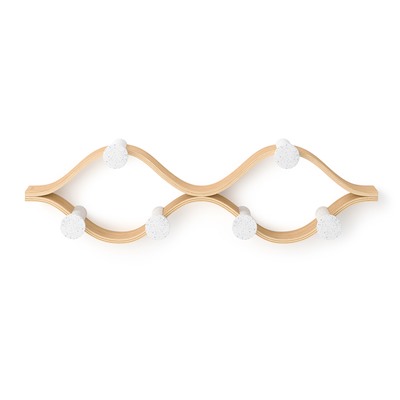 Вешалка настенная Montage, 6 крючков, натуральное дерево/белая