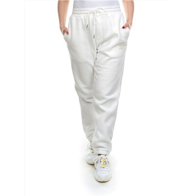 M039 WHITE Брюки спортивные женские на флисе (100% хлопок) 7986