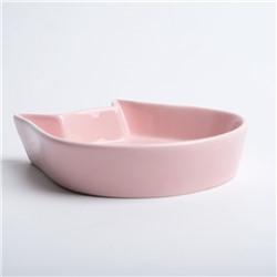Миска керамическая "Голова кота 2" 200 мл, 15 x 13 x 3 cм, розовая