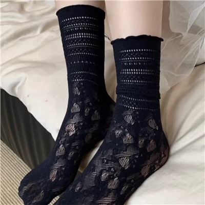 Lace tights, summer thin knee socks, shoes for leather shoes, mid-length