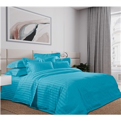 Ткань страйп-сатин / Лазурный