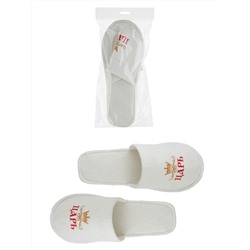 Тапки для бани и сауны с вышивкой "Царь", войлок белый