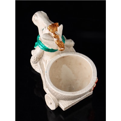 Фигурное кашпо для цветов «Лошадь с тележкой», гипс, 10×10×6 см, бежевый