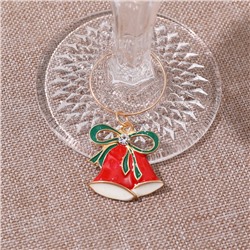 Маркеры для бокалов с подвесками "Новогодние фигурки", набор 6 штук. Металлические