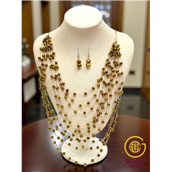 Комплект бижутерии "Хрустальная россыпь" , цвет золотая бронза