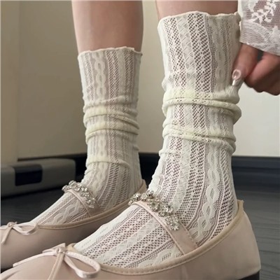 Summer thin colored lace socks, mid-length