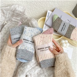 Demi-season socks, South Korean goods, velvet warm woolen cashmere, mid-length