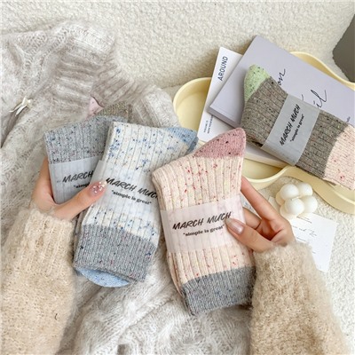 Demi-season socks, South Korean goods, velvet warm woolen cashmere, mid-length