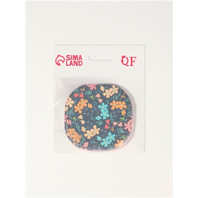 Зеркало карманное «Узор», с подставкой, 8×8 см, чёрное