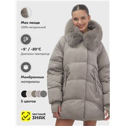 Куртка зимняя женская с мехом и капюшоном тренд светло-коричневого цвета 7737SK