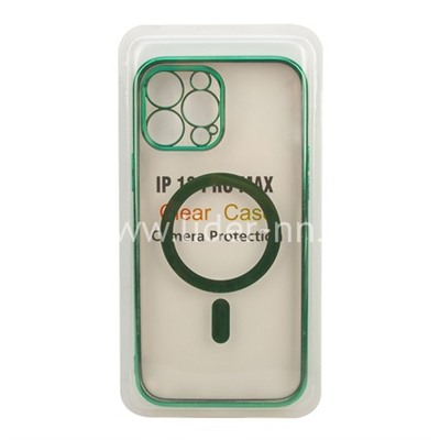 Задняя панель для  iPhone 13 Pro Max 6.7" Силикон с MagSafe (блистер) прозрачная/зеленая