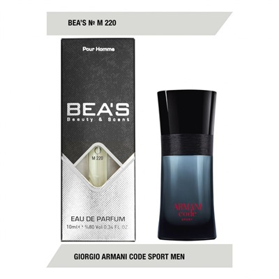 Парфюм Beas Giorgio Armani Code Sport for men M220 10 ml, Парфюм мужской Beas M220 создан по мотивам аромата Giorgio Armani Code Sport