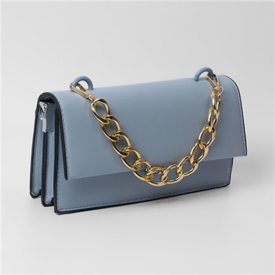 Цепочка для сумки, с карабинами, металлическая, плоская, 29×19 мм, 30 см, цвет золотой