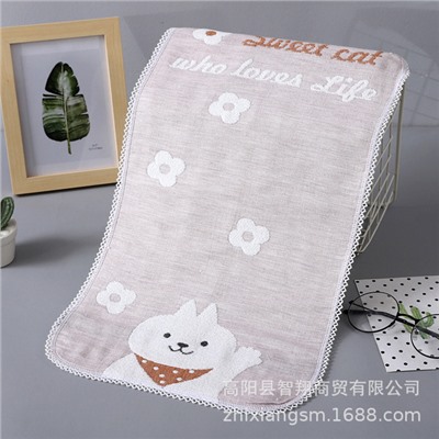 Snowy children's scarf cotton jet series kitten gauze children's towel children wipe face towel pad scarf factory price wholesale