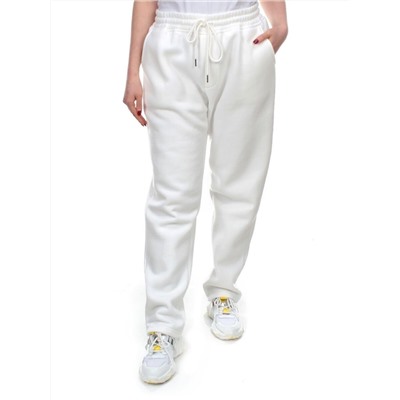 M055 WHITE Брюки спортивные женские на флисе (100% хлопок) 7986
