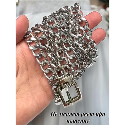 Пояс женский цепочка  с пряжкой цвет серебро модель 8