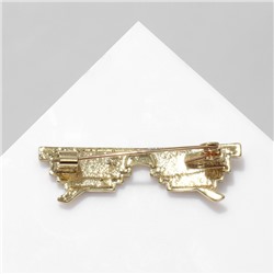 Брошь «Очки» в пикселях, цвет чёрный в золоте