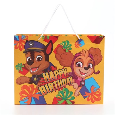 Пакет подарочный крафт Happy Birthday, 40×31×11.5 см,