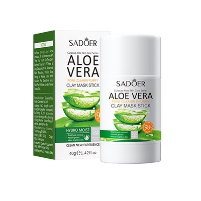 Глиняная маска-стик для очищения пор с алое SADOER Aloe vera pore cleanin purify clay mask stick, 40г