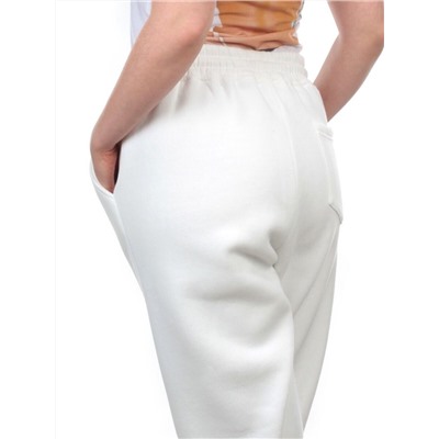 M055 WHITE Брюки спортивные женские на флисе (100% хлопок) 7986
