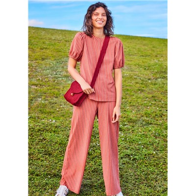 Puff Sleeve Stripe Co-Ord T-Shirt