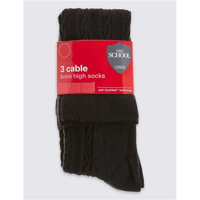 3pk of Cable Knee High Socks
