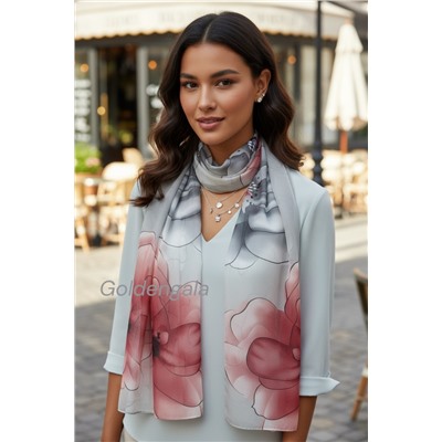 Шарф шифоновый с цветочным рисунком 3D Арт М52/15