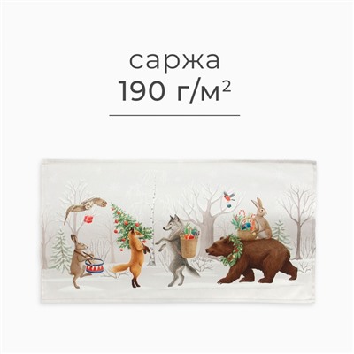 Полотенце новогоднее кухонное "Этель" "Лесные звери" 40х70 см, 100% хл, саржа 190 г/м2