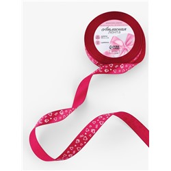 Лента атласная «Сердца», 15 мм, 23±1 м, малиновая №072